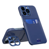 Læder Stand Case til iPhone 14 Pro Max cover kort tegnebog med stand blå