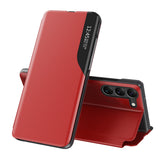 Eco læder View Case case til Samsung Galaxy S23 + med en flip stand rød