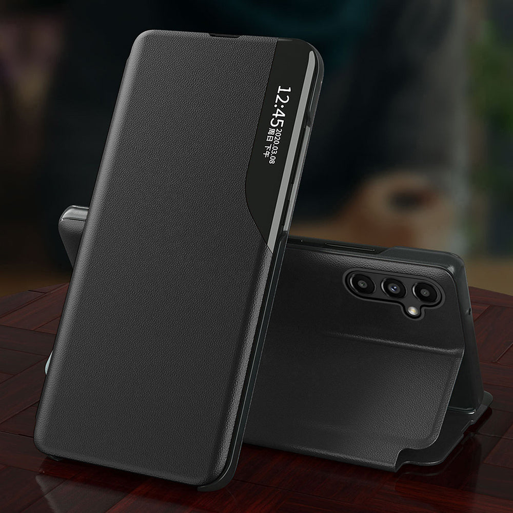 Eco Leather View Case case til Samsung Galaxy S23+ med flip stand rød