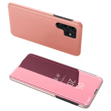 Clear View Case cover til Samsung Galaxy S23 Ultra cover med en flap pink
