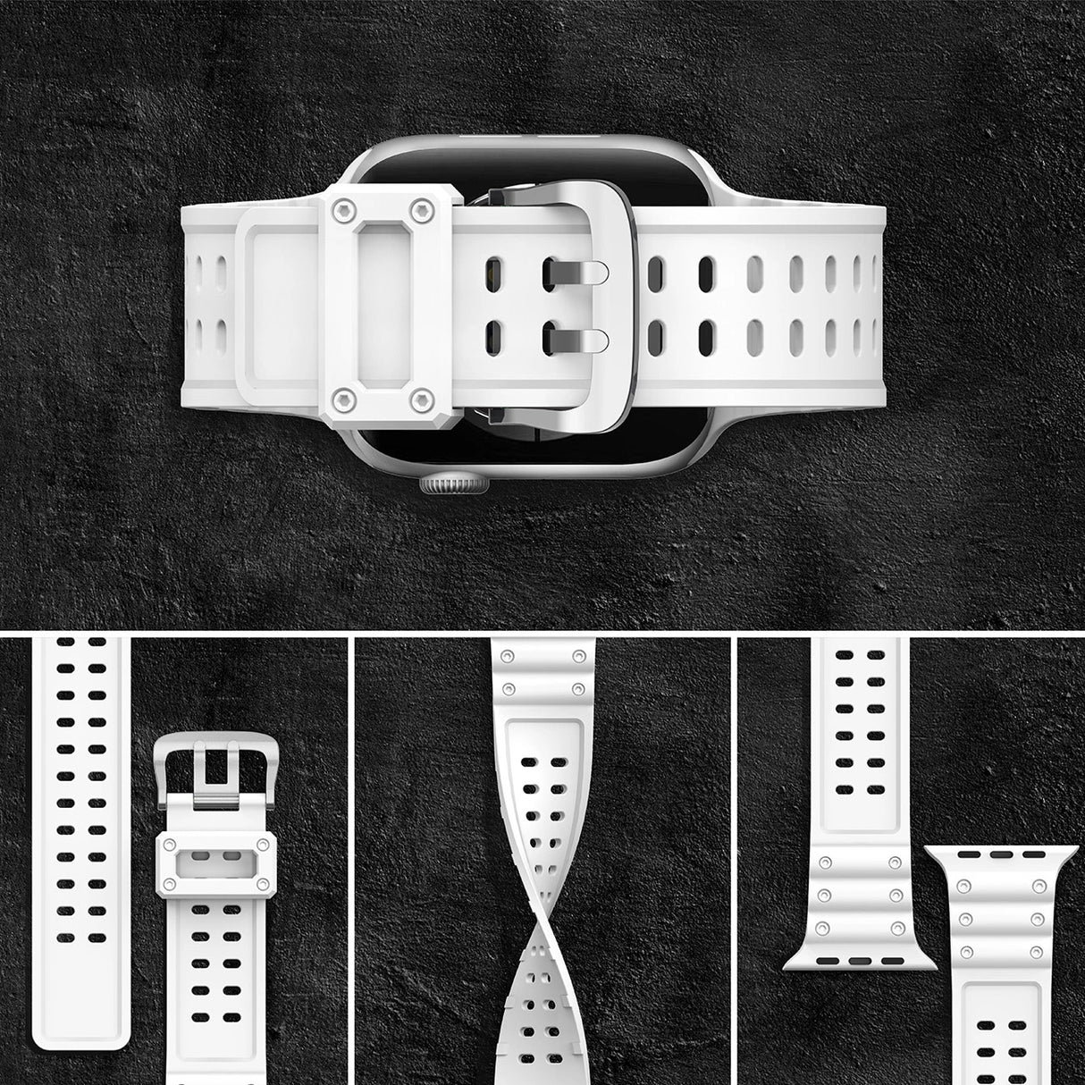 Strap Triple Protection til Apple Watch 38 / 40 / 41 mm band armbånd - hvid