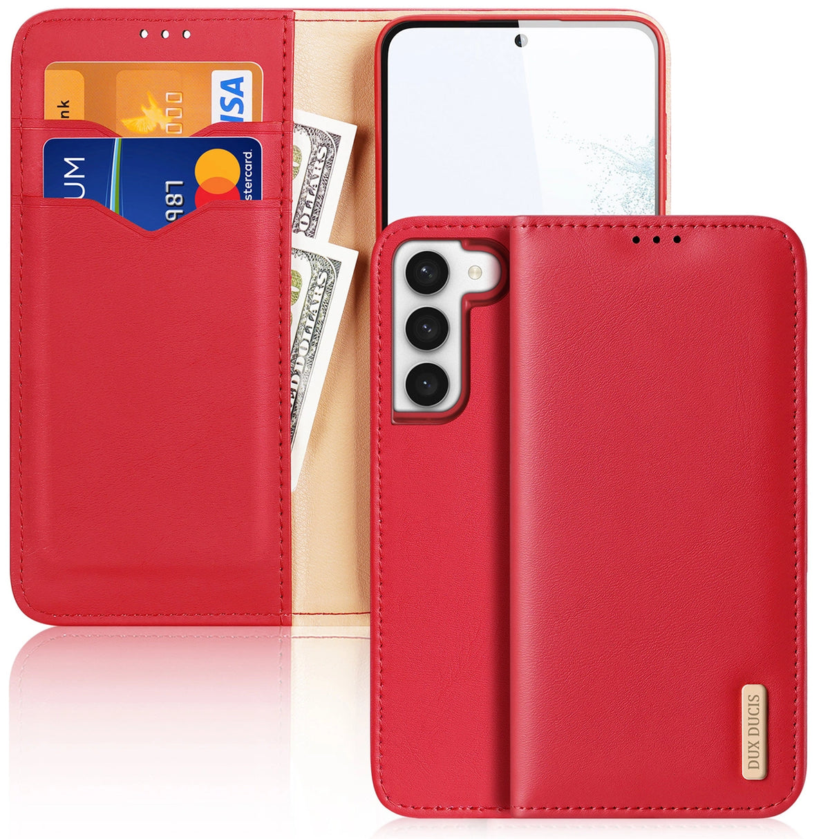 Dux Ducis Hivo case Samsung Galaxy S23+ flip cover wallet stand RFID blokering rød