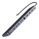 Baseus EliteJoy Gen2 Universal 12-in-1 USB HUB with 25cm USB-C Cable, Notebook Stand, USB-A / USB-C / DP / HDMI / SD / TF / RJ45 / 3.5mm Jack / PD 100W Gray (WKSX030213)