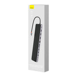Baseus EliteJoy Gen2 Universal 12-in-1 USB HUB with 25cm USB-C Cable, Notebook Stand, USB-A / USB-C / DP / HDMI / SD / TF / RJ45 / 3.5mm Jack / PD 100W Gray (WKSX030213)