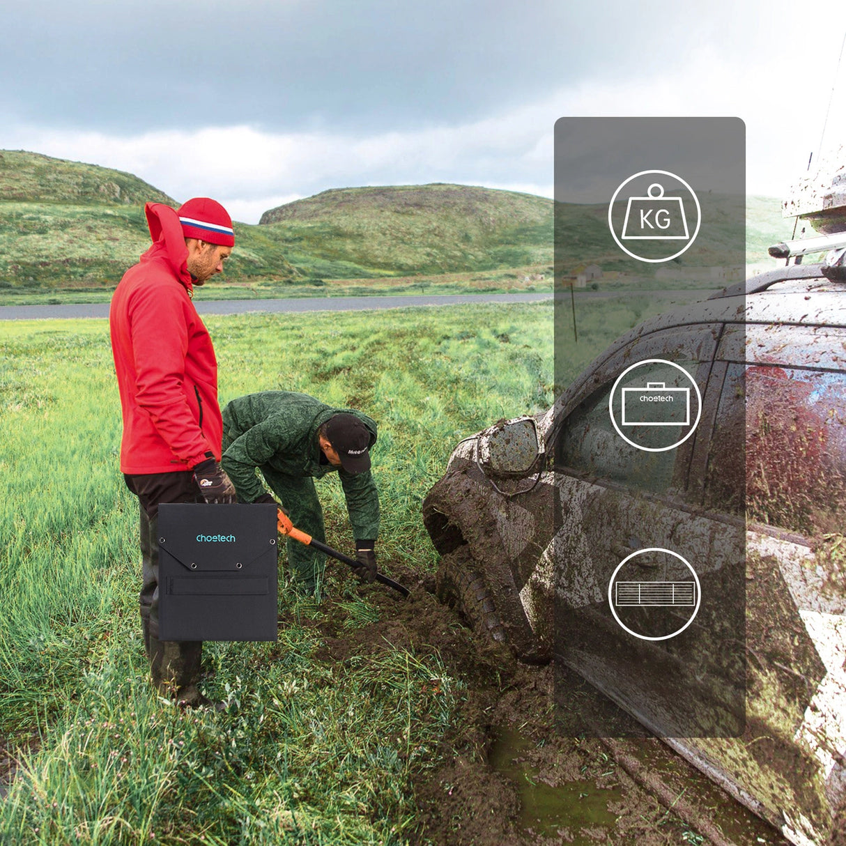 Choetech SC009-V2 solopladning 100W USB-C / 2x USB-A PD QC - sort