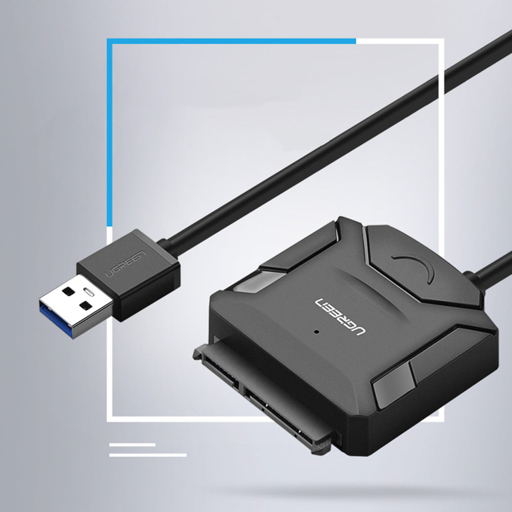 Ugreen 2.5'' / 3.5'' harddisk adapter kabel (USB-A 3.0 - SATA) sort (CR108)