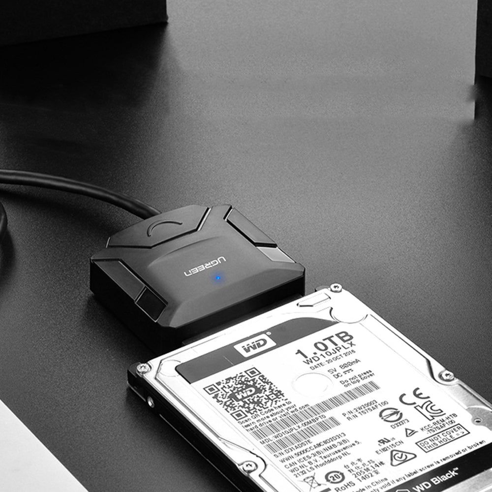 Ugreen 2.5'' / 3.5'' harddisk adapter kabel (USB-A 3.0 - SATA) sort (CR108)