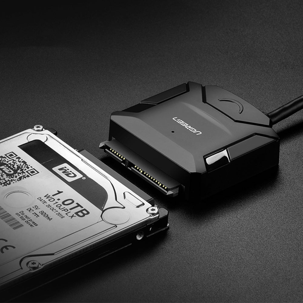 Ugreen 2.5'' / 3.5'' harddisk adapter kabel (USB-A 3.0 - SATA) sort (CR108)