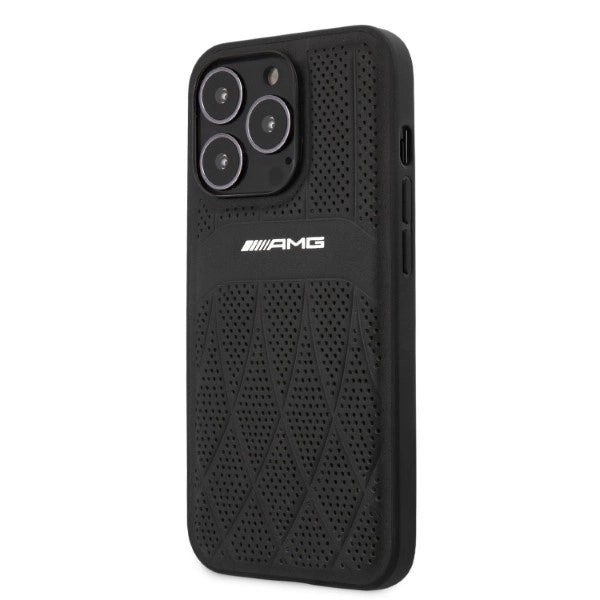 AMG AMHCP13LOSDBK iPhone 13 Pro / 13 6.1" black/black hardcase Leather Curved Lines