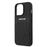 AMG AMHCP13LOSDBK iPhone 13 Pro / 13 6.1" black/black hardcase Leather Curved Lines