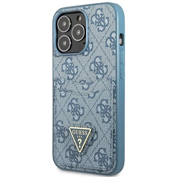 Guess 4G Triangle Logo Cardslot Case for iPhone 13 Pro / 13 - Blue