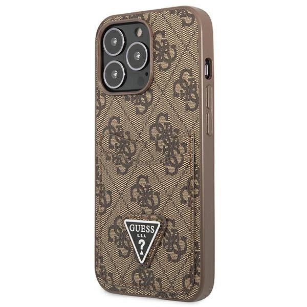 Guess 4G Triangle Logo Cardslot Case for iPhone 13 Pro / 13 - Brown