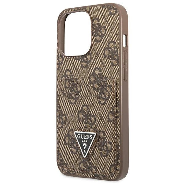 Guess 4G Triangle Logo Cardslot Case for iPhone 13 Pro / 13 - Brown