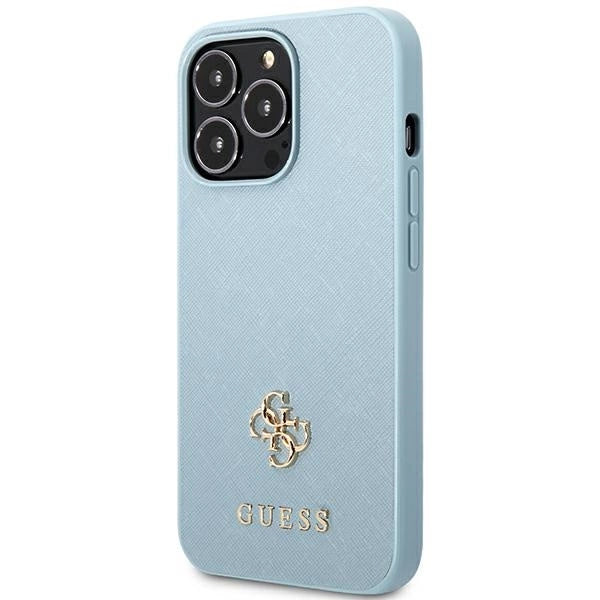 Guess Saffiano 4G Small Metal Logo Case til iPhone 13 Pro / 13 - Blå