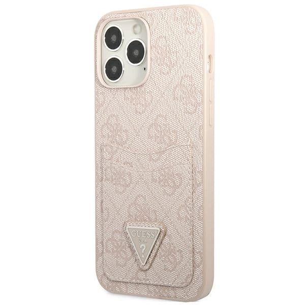 Guess 4G Triangle Logo Cardslot case for iPhone 13 Pro Max - pink