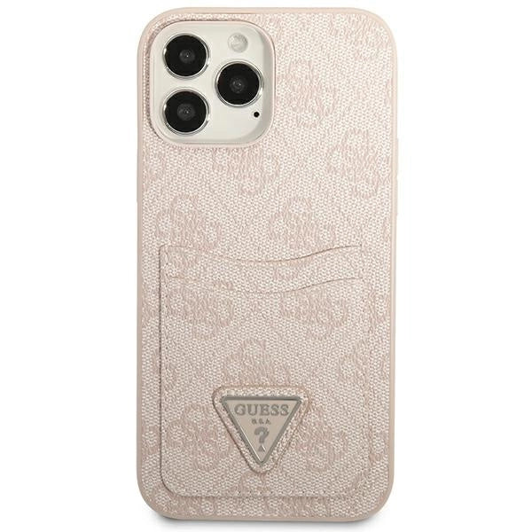 Guess 4G Triangle Logo Cardslot case for iPhone 13 Pro Max - pink