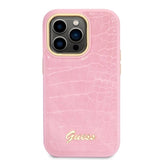 Guess Croco Collection case for iPhone 14 Pro - pink