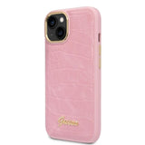 Guess Croco Collection case for iPhone 14 Plus - pink