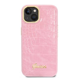 Guess Croco Collection case for iPhone 14 Plus - pink