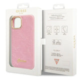 Guess Croco Collection case for iPhone 14 Plus - pink