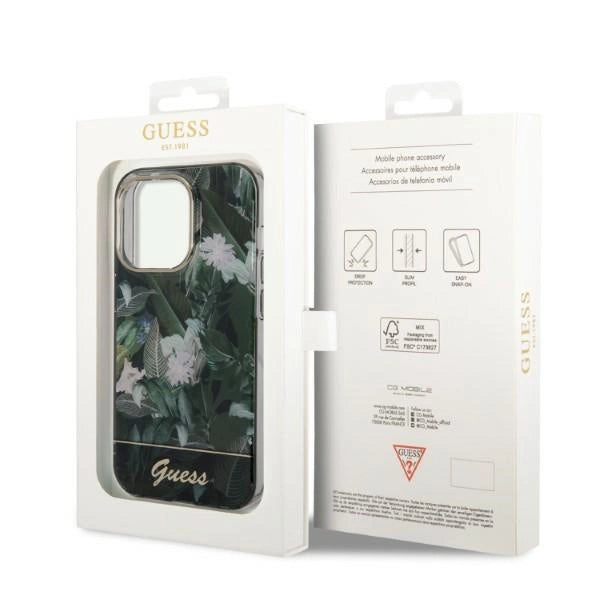 Guess Jungle Collection æske til iPhone 14 Pro Max - grøn