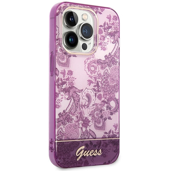 Guess Porcelain Collection case for iPhone 14 Pro Max - fuchsia