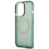 Guess GUHMP13LHTCMA iPhone 13 Pro / 13 6.1" green/khaki hard case Gold Outline Translucent MagSafe
