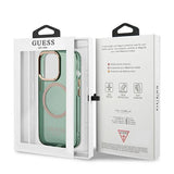 Guess GUHMP13LHTCMA iPhone 13 Pro / 13 6.1" green/khaki hard case Gold Outline Translucent MagSafe