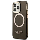 Guess Gold Outline Translucent MagSafe Case for iPhone 13 Pro / iPhone 13 - Black