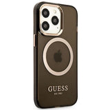 Guess Gold Outline Translucent MagSafe Case for iPhone 13 Pro / iPhone 13 - Black