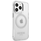 Guess Metal Outline MagSafe-hylster til iPhone 13 Pro / iPhone 13 - sølv