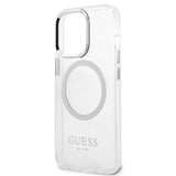 Guess Metal Outline MagSafe-hylster til iPhone 13 Pro / iPhone 13 - sølv