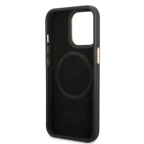 Guess GUHMP13LSAPSTK iPhone 13 Pro / 13 6.1" black/black hardcase Peony Logo Plate MagSafe
