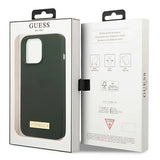 Guess Silicone Logo Plate MagSafe-kasse til iPhone 13 Pro / iPhone 13 - grøn