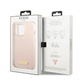 Guess GUHMP13LSPLP iPhone 13 Pro / 13 6.1" pink/pink hard case Silicone Logo Plate MagSafe