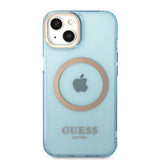Guess Gold Outline Translucent MagSafe case for iPhone 13 - blue