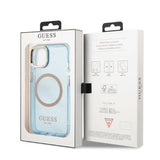 Guess Gold Outline Translucent MagSafe case for iPhone 13 - blue