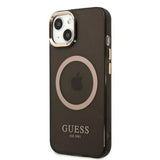 Guess Gold Outline Translucent MagSafe case for iPhone 13 - black