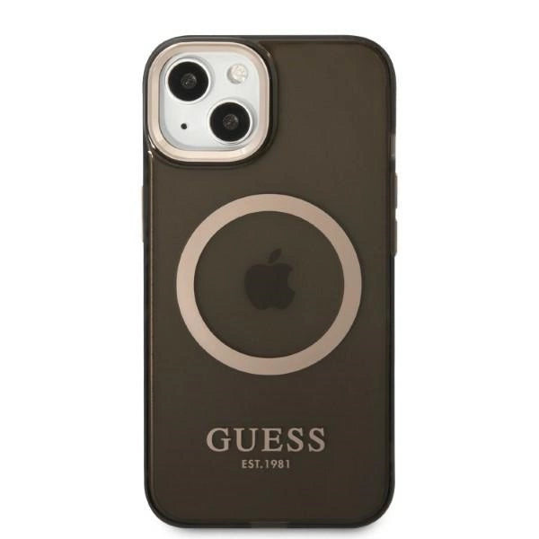 Guess Gold Outline Translucent MagSafe case for iPhone 13 - black