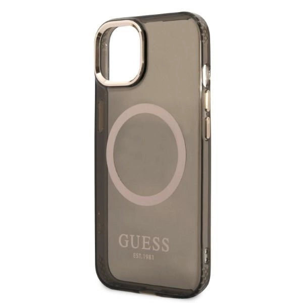 Guess Gold Outline Translucent MagSafe case for iPhone 13 - black
