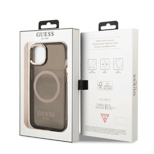 Guess Gold Outline Translucent MagSafe case for iPhone 13 - black