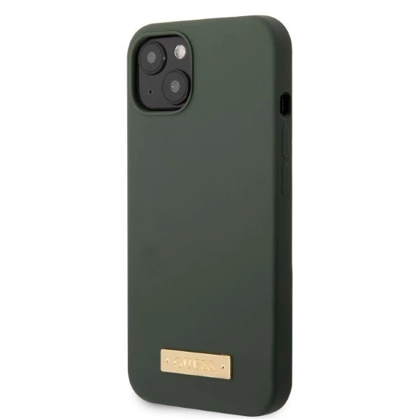 Guess GUHMP13MSBPLA iPhone 13 6.1" green/khaki hard case Silicone Logo Plate MagSafe