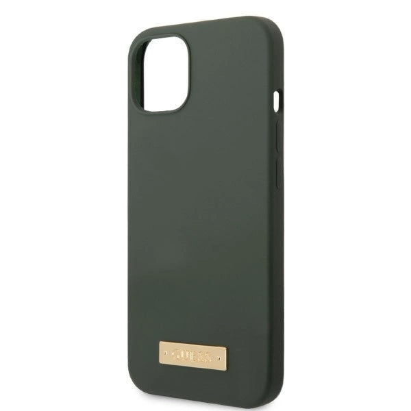 Guess GUHMP13MSBPLA iPhone 13 6.1" green/khaki hard case Silicone Logo Plate MagSafe