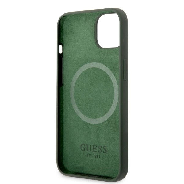 Guess GUHMP13MSBPLA iPhone 13 6.1" green/khaki hard case Silicone Logo Plate MagSafe