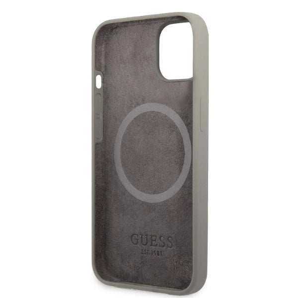 Guess GUHMP13MSPLG iPhone 13 6.1" grey/grey hard case Silicone Logo Plate MagSafe