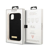 Guess Silicone Logo Plate MagSafe-kasse til iPhone 13 mini - sort