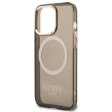 Guess Gold Outline Translucent MagSafe-foder for iPhone 13 Pro Max - sort