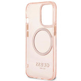 Guess Gold Outline Translucent MagSafe case for iPhone 13 Pro Max - pink