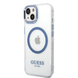 Guess Metal Outline MagSafe-hylster til iPhone 14 Plus - blå