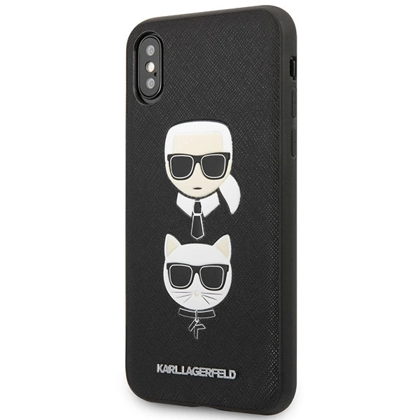 Karl Lagerfeld Saffiano Karl&Choupette Head case for iPhone XS Max - black